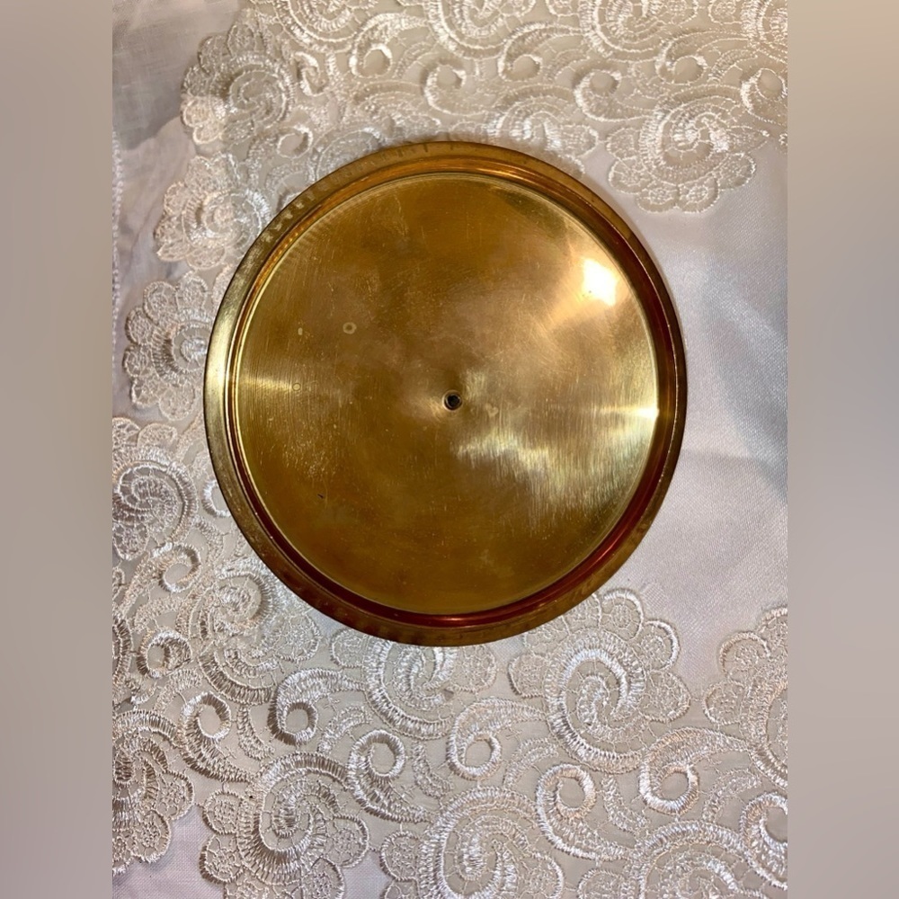 Vintage Brass enameled hand painted floral golden Bowl with lid - Picture 3 of 15
